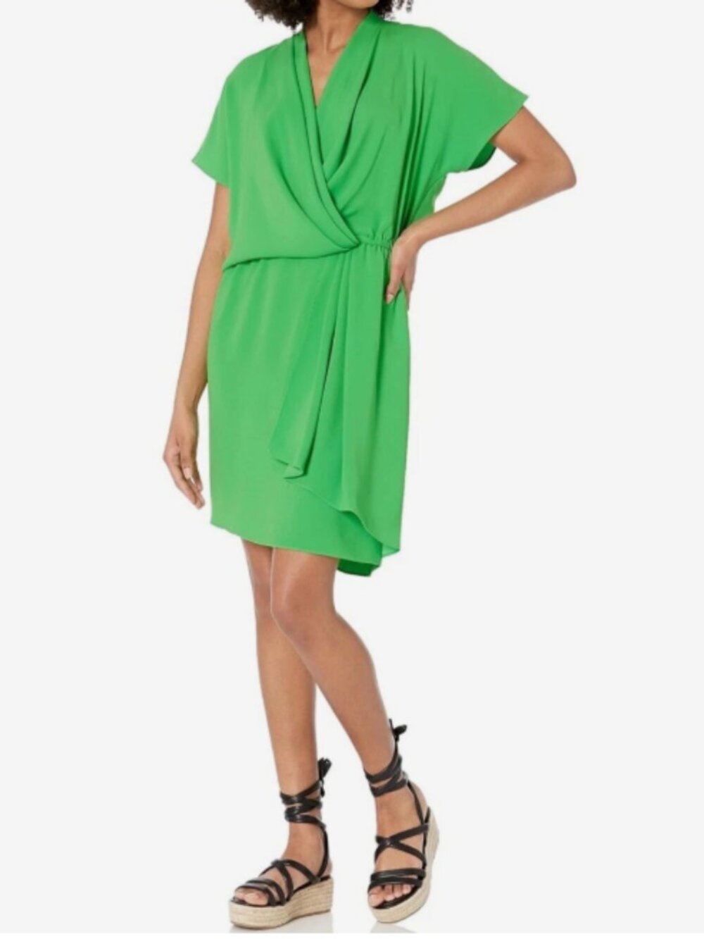 Trina Turk Enchantress Asymmetrical Emerald Green Dress V-Neck Size L